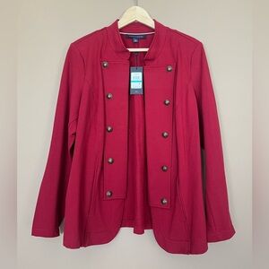 {Tommy Hilfiger} Band Jacket with Open Front in Red - Womens 0X - NWT